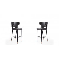 Manhattan Comfort 2-BS011-GY Holguin 41.34 in. Grey, Black and Gold Wooden Barstool (Set of 2)